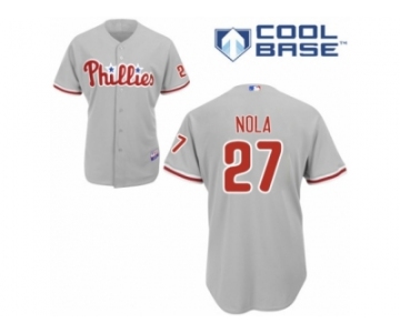 Men's Majestic Philadelphia Phillies #27 Aaron Nola Authentic Grey Road Cool Base MLB Jersey