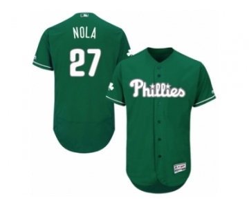 Men's Majestic Philadelphia Phillies #27 Aaron Nola Green Celtic Flexbase Authentic Collection MLB Jersey