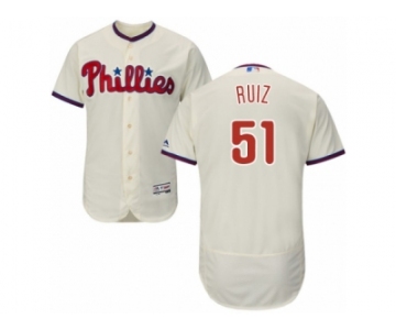 Men's Majestic Philadelphia Phillies #51 Carlos Ruiz Cream Flexbase Authentic Collection MLB Jersey