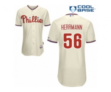 Men's Majestic Philadelphia Phillies #56 Frank Herrmann Replica Cream Alternate Cool Base MLB Jersey