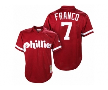 Men's Mitchell and Ness Philadelphia Phillies #7 Maikel Franco Authentic Red Throwback MLB Jersey