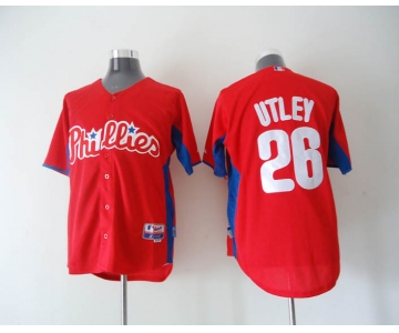 mlb Philadelphia Phillies #26 Utley 2011 BP Red[Cool Base]