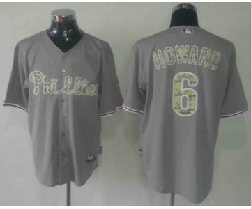 mlb jerseys philadelphia phillies #6 howard grey[number camo]