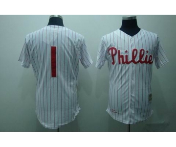 mlb philadelphia phillies #1 ashburn m&n white(red strip)1950