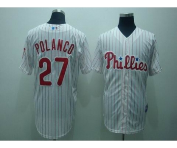 mlb philadelphia phillies #27 polanco white(red strip)cool base