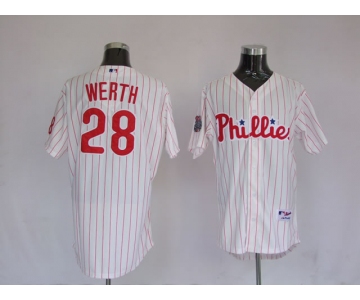 mlb philadelphia phillies #28 werth 2009 world series white(red strip)