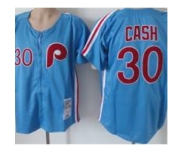 mlb philadelphia phillies #30 cash blue(throwback)
