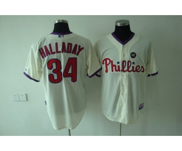 mlb philadelphia phillies #34 halladay cream