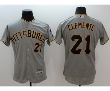 Men Pittsburgh Pirates #21 Roberto Clemente Majestic grey Flexbase Authentic Collection Player Jersey