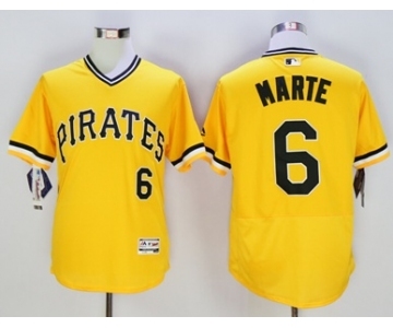 Men Pittsburgh Pirates #6 Starling Marte Majestic yellow Flexbase Authentic Collection Player Jersey