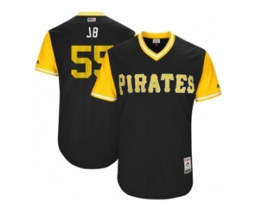 Men's 2017 Little League World Series Pirates #55 Josh Bell JB Black Jersey