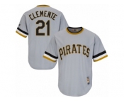 Men's Majestic Pittsburgh Pirates #21 Roberto Clemente Replica Grey Cooperstown Throwback MLB Jersey