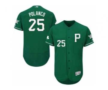 Men's Majestic Pittsburgh Pirates #25 Gregory Polanco Green Celtic Flexbase Authentic Collection MLB Jersey