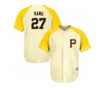 Men's Majestic Pittsburgh Pirates #27 Jung-ho Kang Replica Cream Gold Exclusive MLB Jersey