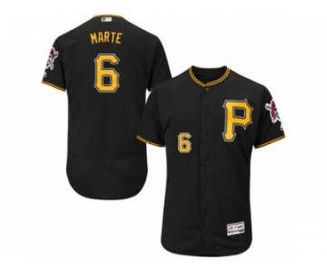 Men's Majestic Pittsburgh Pirates #6 Starling Marte Black Flexbase Authentic Collection MLB Jersey