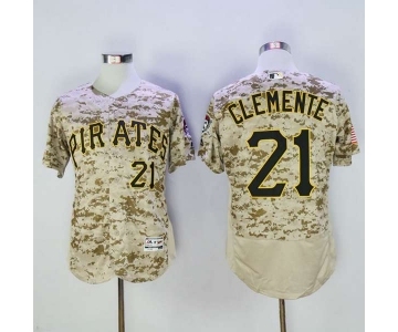 Men's Pittsburgh Pirates #21 Roberto Clemente Majestic Camo Flexbase Authentic Collection Player Jersey
