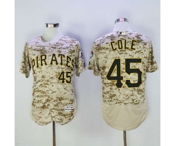 Men's Pittsburgh Pirates #45 Gerrit Cole Majestic Camo Flexbase Authentic Collection Player Jersey