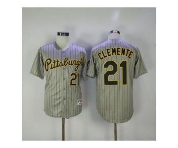Pittsburgh Pirates #21 Roberto Clemente Grey Strip 1997 Turn Back The Clock Stitched MLB Jersey