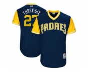 Men's 2017 Little League World Series Padres #27 Jered Weaver Three-Six Navy Jersey