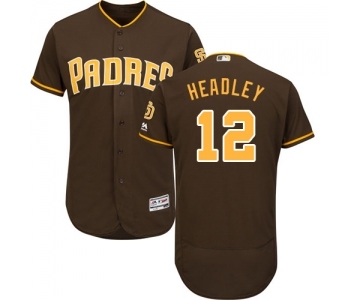 Men's Majestic San Diego Padres #12 Chase Headley Brown Alternate Flex Base Authentic Collection MLB Jersey