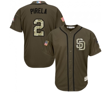 Men's Majestic San Diego Padres #2 Jose Pirela Authentic Green Salute to Service MLB Jersey