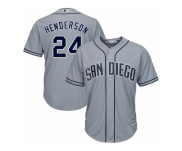Men's Majestic San Diego Padres #24 Rickey Henderson Authentic Grey Road Cool Base MLB Jersey