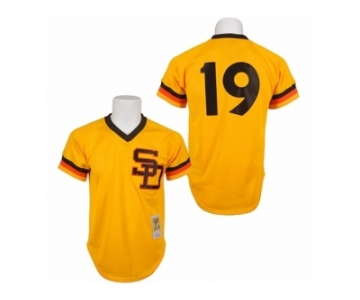 Men's Mitchell and Ness 1982 San Diego Padres #19 Tony Gwynn Replica Gold Throwback MLB Jersey