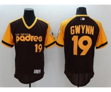 Men's San Diego Padres #19 Tony Gwynn Majestic Brown Alternate Home Authentic Cooperstown Collection Flex Base Player Jersey