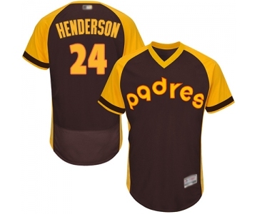 Men's San Diego Padres #24 Rickey Henderson Brown Alternate Cooperstown Authentic Collection Flex Base Baseball Jersey