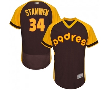 Men's San Diego Padres #34 Craig Stammen Brown Alternate Cooperstown Authentic Collection Flex Base Baseball Jersey