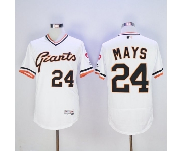 Men San Francisco Giants #24 Willie Mays Majestic White Flexbase Authentic Collection Cooperstown Player Jersey