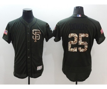 Men San Francisco Giants #25 Barry Bonds Majestic Green Salute to Service Flexbase Authentic Collection Jersey