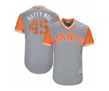 Men's 2017 Little League World Series Giants #45 Matt Moore Matty Moe Gray Jersey
