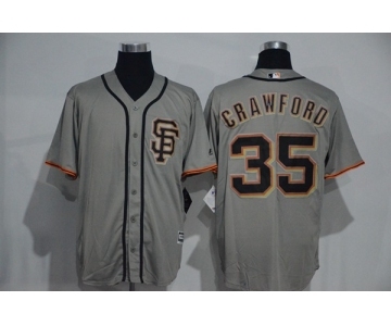 Men's Majestic San Francisco Giants #35 Brandon Crawford Authentic Grey Cool Base MLB Jersey