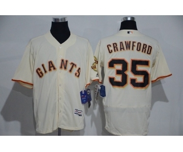 Men's Majestic San Francisco Giants #35 Brandon Crawford Cream Flexbase Authentic Collection MLB Jersey