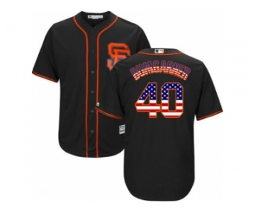 Men's Majestic San Francisco Giants #40 Madison Bumgarner Authentic Black USA Flag Fashion MLB Jersey
