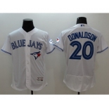 Men Toronto Blue Jays #20 Josh Donaldson Majestic white Royal 40th Anniversary Flexbase Authentic Collection Jersey