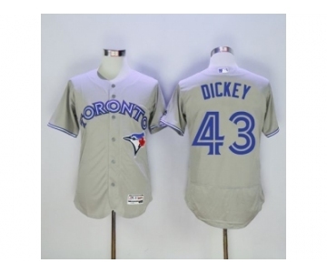 Men Toronto Blue Jays #43 R.A. Dickey Majestic Gray Flexbase Authentic Collection Player Jersey