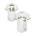 Men's Majestic Toronto Blue Jays #14 Justin Smoak Authentic White 2016 Memorial Day Fashion Flex Base MLB Jersey