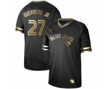 Men's Toronto Blue Jays #27 Vladimir Guerrero Jr. Authentic Black Gold Fashion Baseball Jersey