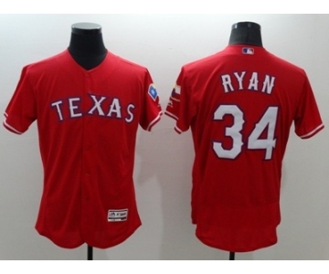 Men Texas Rangers #34 Nolan Ryan Majestic Red Flexbase Authentic Collection Player Jersey