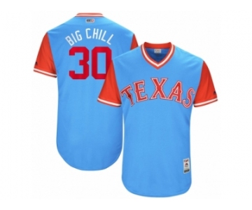 Men's 2017 Little League World Series Rangers #30 Nomar Mazara Big Chill Light Blue Jersey