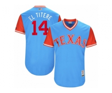 Men's 2017 Little League World Series Rangers Carlos Gomez #14 El Titere Light Blue Jersey