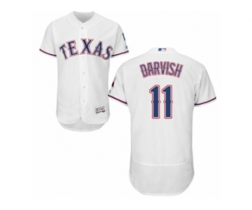 Men's Majestic Texas Rangers #11 Yu Darvish White Flexbase Authentic Collection MLB Jersey