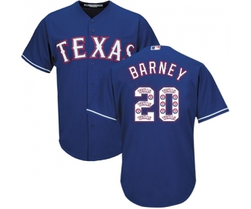 Men's Majestic Texas Rangers #20 Darwin Barney Authentic Royal Blue Team Logo Fashion Cool Base MLB Jersey