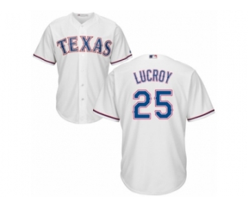 Men's Majestic Texas Rangers #25 Jonathan Lucroy Replica White Home Cool Base MLB Jersey