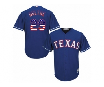 Men's Majestic Texas Rangers #29 Adrian Beltre Replica Royal Blue USA Flag Fashion MLB Jersey