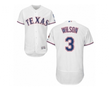Men's Majestic Texas Rangers #3 Russell Wilson White Flexbase Authentic Collection MLB Jersey