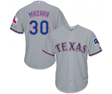 Men's Majestic Texas Rangers #30 Nomar Mazara Replica Grey Road Cool Base MLB Jersey