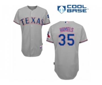 Men's Majestic Texas Rangers #35 Cole Hamels Authentic Grey Road Cool Base MLB Jersey